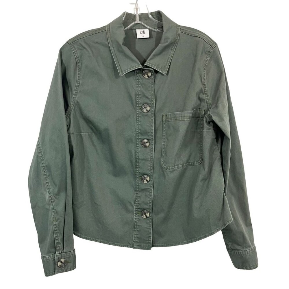 Cabi Crossroads Green Utility Jacket 5298‎ Button Front Pocket - Size Medium